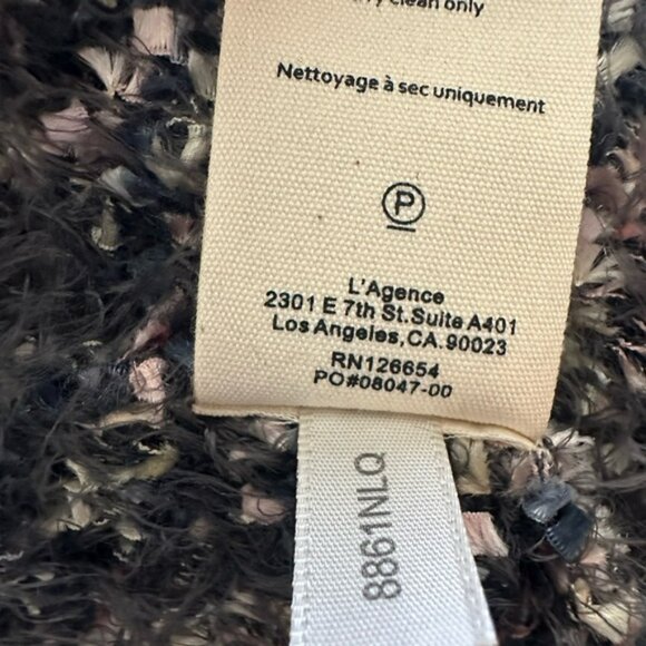 L’Agence Azure Blazer Grey Multi XS Fuzzy Fringe Open Cardigan Buttons Luxury - Picture 14 of 16